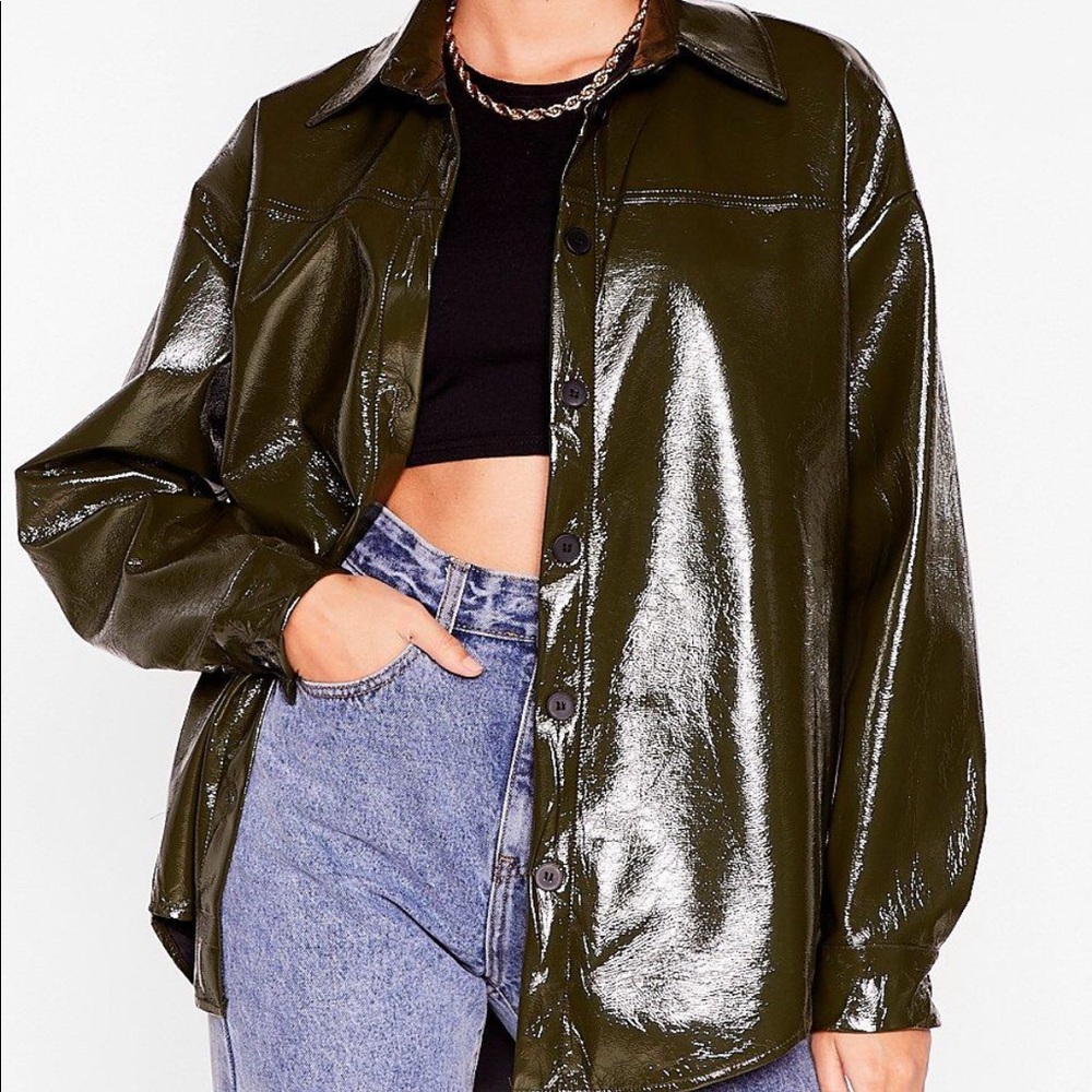 Patent Us a Picture Oversized Shirt Jacket